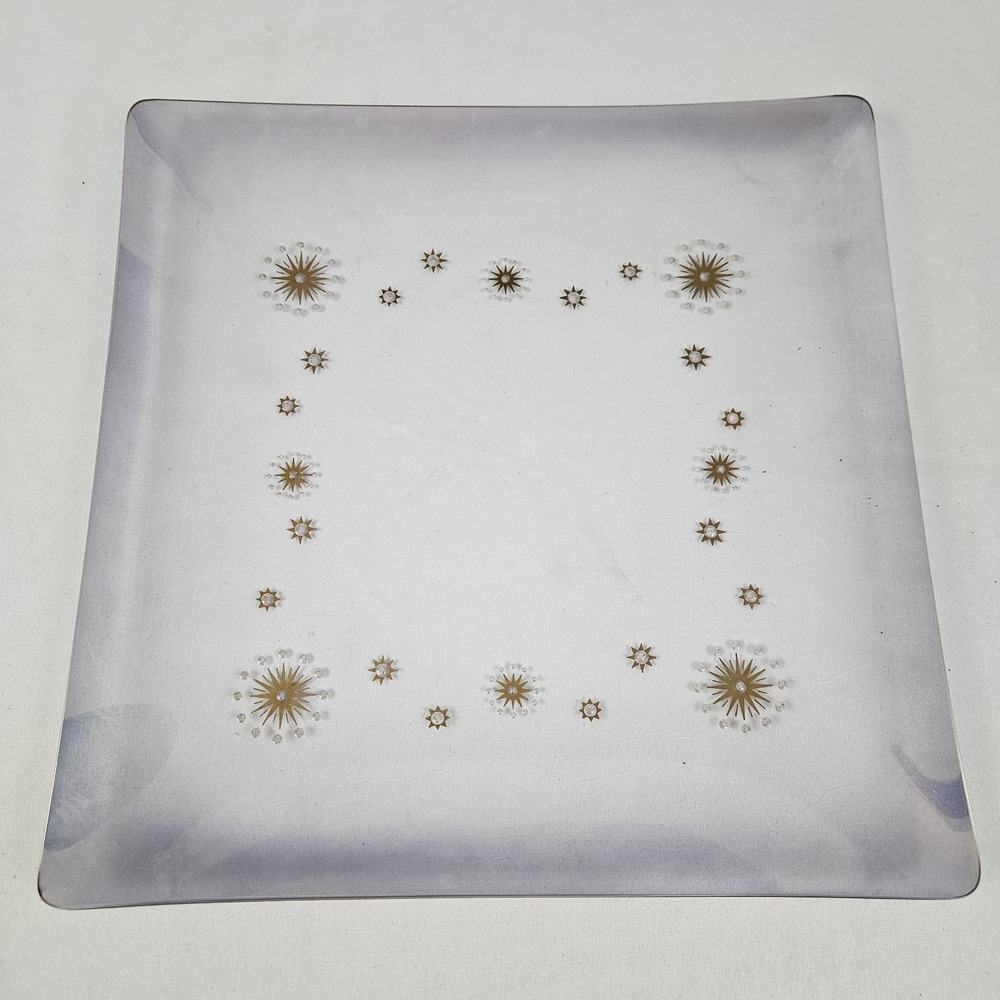 Vintage Dorothy Thorpe Glama Glass Starburst Tray Atomic Mid-Century Modern